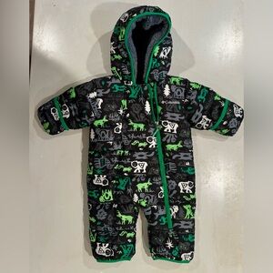 Columbia Infant Black and Green One-Piece Snowsuit